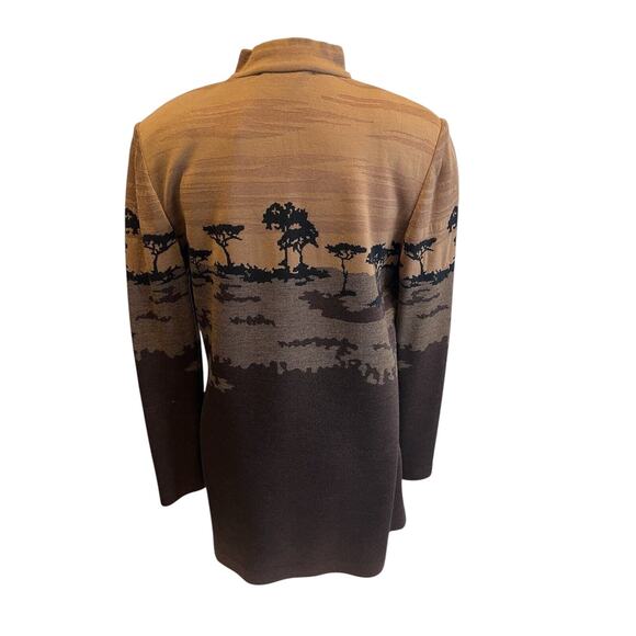 Vintage St John Collection Marie Gray Safari Print Mock Neck Zip Sweater Small - Picture 3 of 10